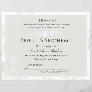 Prêmio de certificado-mestre de conclusão Reiki
