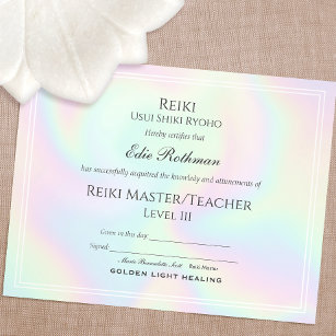 Prêmio de certificado-mestre de conclusão Reiki