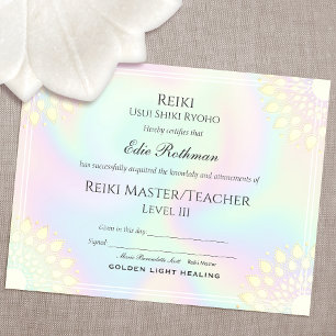 Prêmio de certificado-mestre de conclusão Reiki