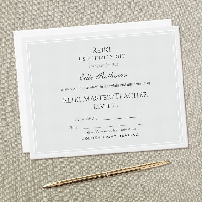 Prêmio de certificado-mestre de conclusão Reiki (Criador carregado)