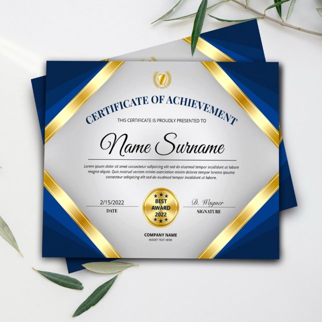 Prêmio de desempenho de certificado profissional (Criador carregado)