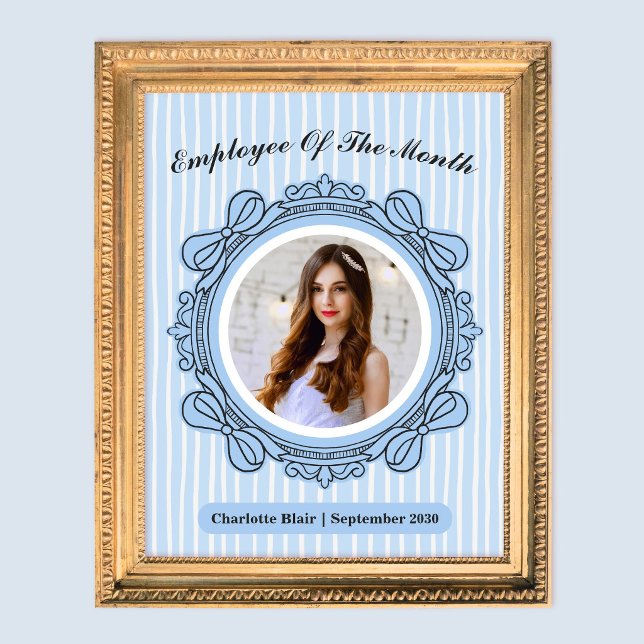 Prêmio de Funcionário do Mês Quadro de Arco Orname (Blue Ornate Bow Frame Employee of the Month Award)