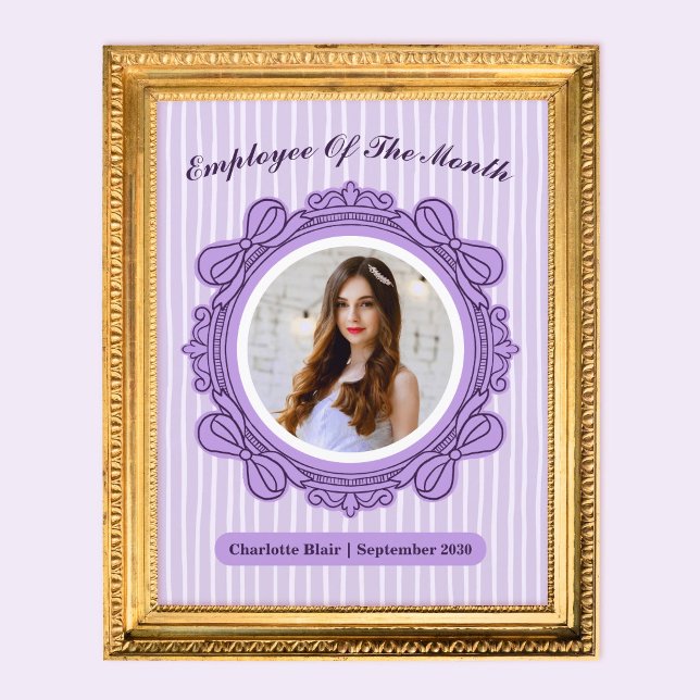Prêmio de Funcionário do Mês Quadro de Arco Roxo (Purple Bow Frame Employee of the Month Award)