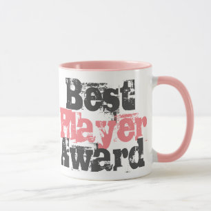 Prêmio de Melhor Jogador em Caneca Rosa e Cinza