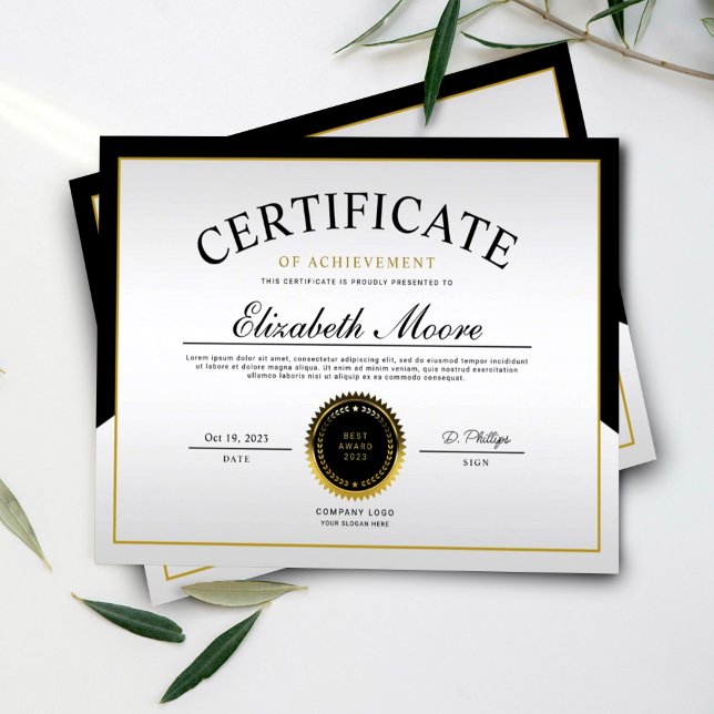 Prêmio do Certificado de Conquista Dourado de Bord (Criador carregado)