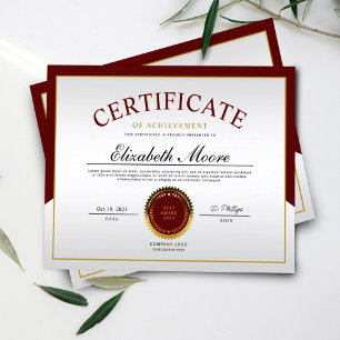 Prêmio do Certificado de Realização Dourado Vermel