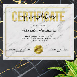Prêmio do curso de conclusão do certificado de már