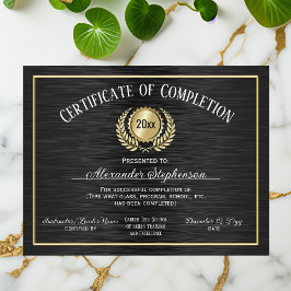 Prêmio Dourado de Certificado de Conclusão Preto