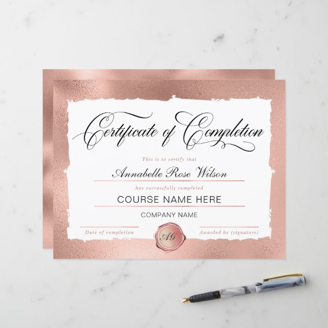 Prêmio Elegante de Certificado Dourado de Conclusã (Frente/Verso In Situ)