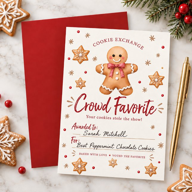 Prêmio Favorito do Público Troca de Biscoitos de G (Gingerbread Cookie Exchange Crowd Favorite Award Card)