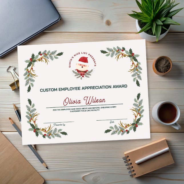 Prêmio Personalizado de Funcionário de Feriado Com (Customized Business Holiday Employee Award)