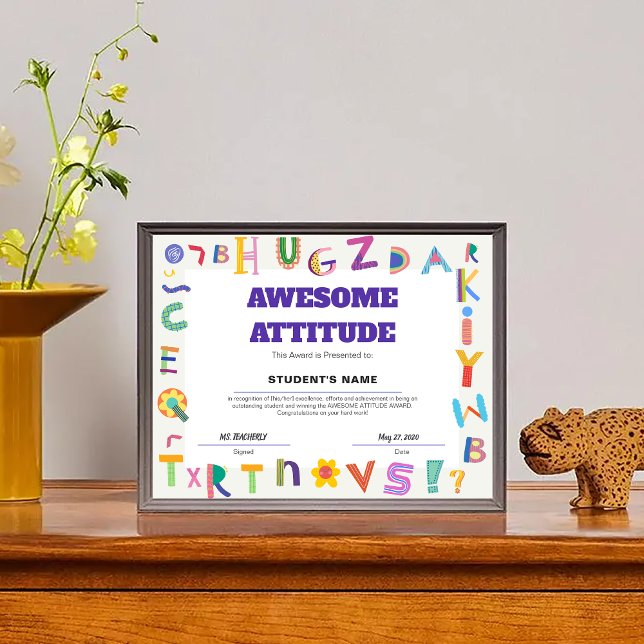 Prêmio personalizável de nível de estudante de ati (Customizable Awesome Attitude Student Class Award)