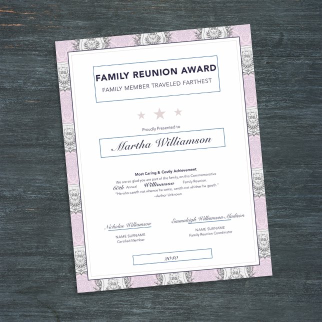 Prêmio Rosa Viagem de Reunião da Família (Criador carregado)