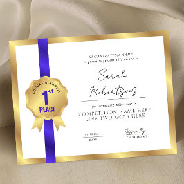 Prêmio Vencedor do 1º Lugar Fita Azul Medalha de O
