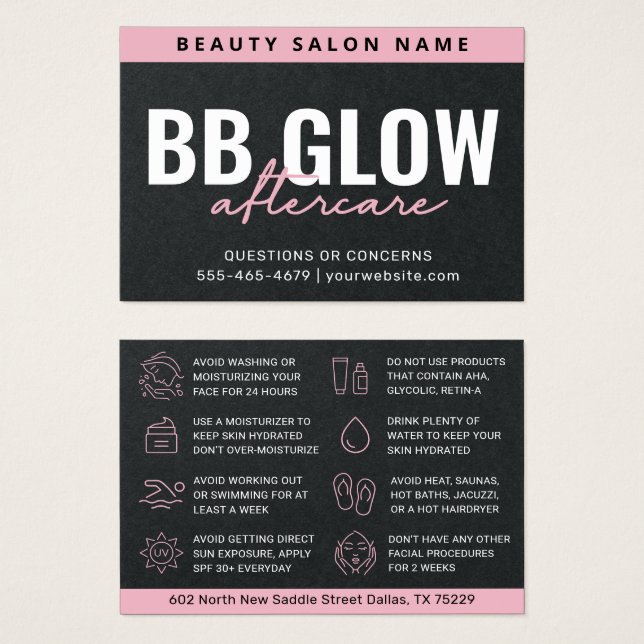 Premium cor-de-rosa Brilhante Facial Após Cartão d (Frente & Verso)