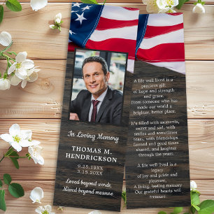 Premium Memorial USA Flag Funeral Prayer Bookmark