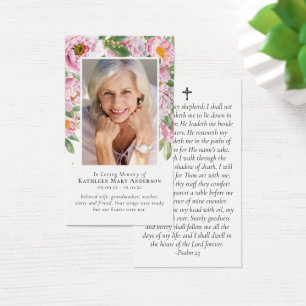 Premium Peonies Foto Memorial Prayer Card
