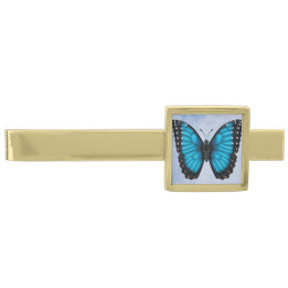 Prendedor De Gravata Dourado Borboleta azul de Morpho