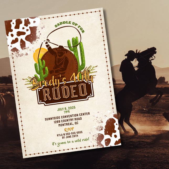 Prepare-se para um Rodeio – Convite de Festa Temát (Western theme birthday invitation for men)