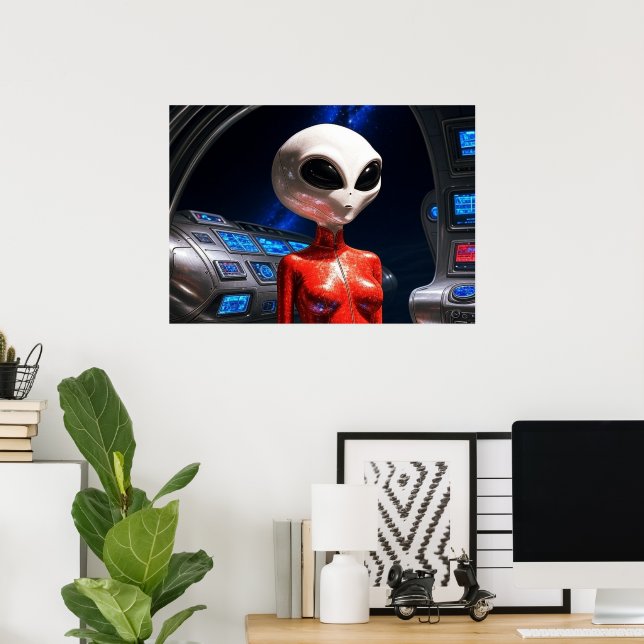 Preparing For Flight AI Alien Art  Poster (Escritório em casa)