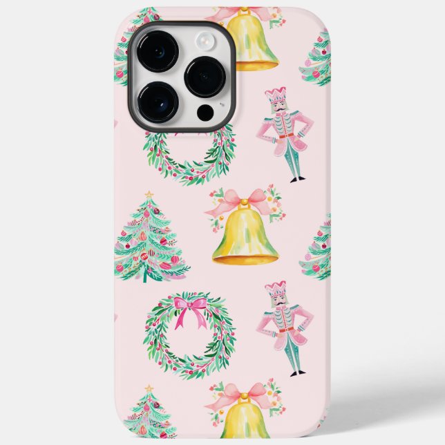 Preppy Pink e Green Christmas Nutcracker Impressão (Verso)