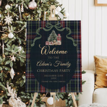 Preppy Plaid Christmas Party Welcome Foam Board