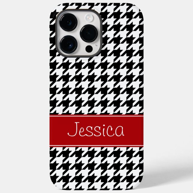 Preppy Red e Black Houndstooth Personalizado (Verso)