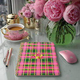 Preppy Rosa e Xadrez Verde | Planejador Personaliz