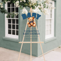 Preppy Varsity Teddy Bear Baby Shower Acrylic