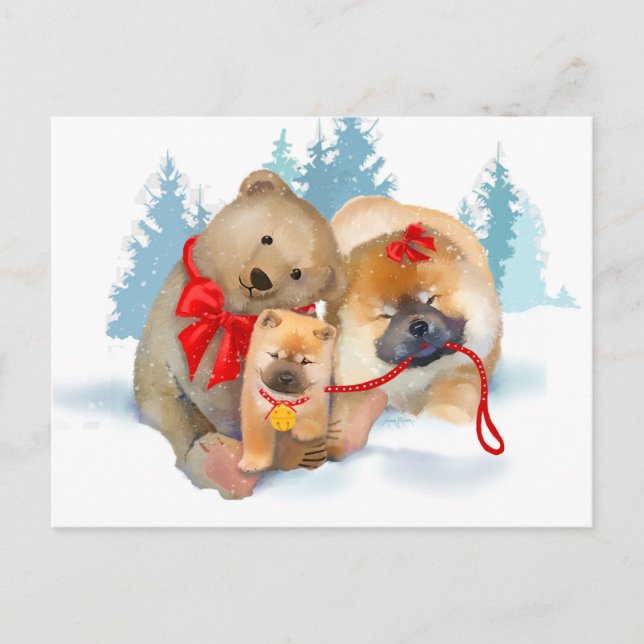 PRESEN-TANDO GIFTS Cartão postal Chow & Teddybear (Frente)