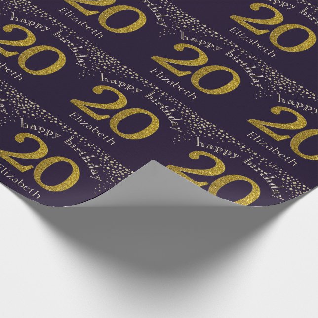 Presente 20 Papel Dourado de Aperfeiçoamento de Aniversário (Ponta)