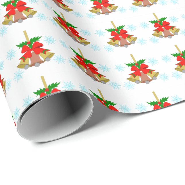 Presente 3 sinos no papel de ondulação de neve (Ponta do rolo)