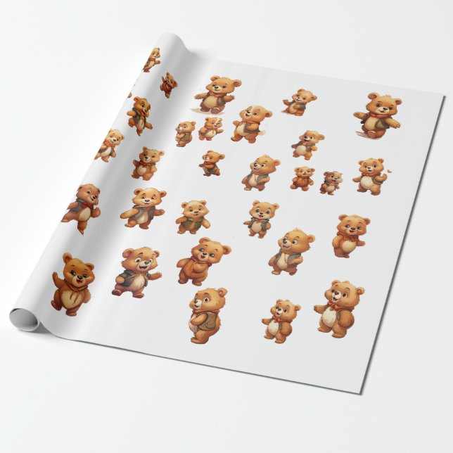 Presente 40 Papel de rolamento editável do Urso de Teddy (Desenrolado)
