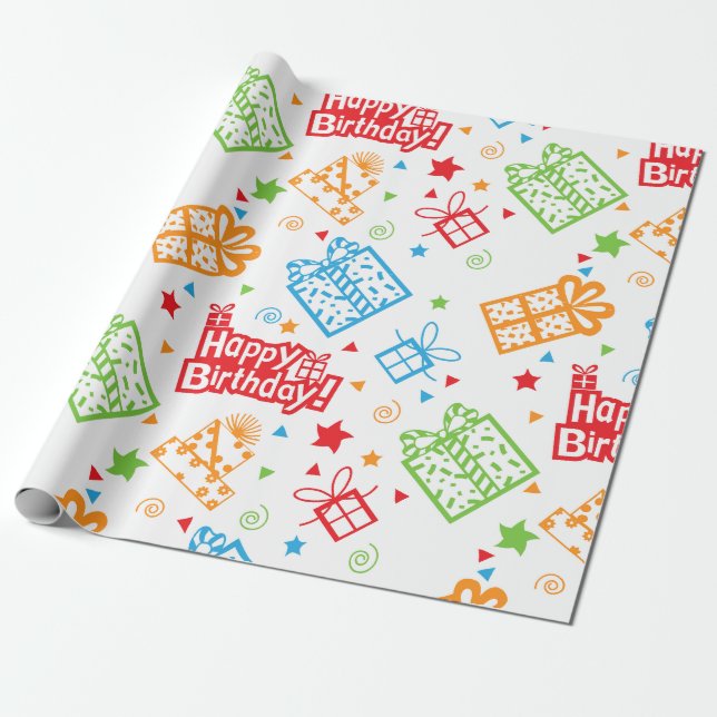 Presente 8- Padrão de papel de embalagem de aniversário (Desenrolado)