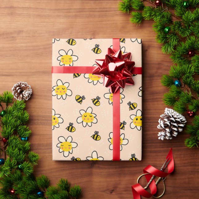 Presente Abelhas de Mel! Papel de empacotamento (Presente de Natal)