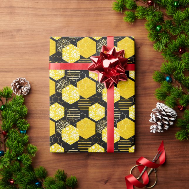 Presente Abelhas de Mel! Papel de empacotamento (Presente de Natal)
