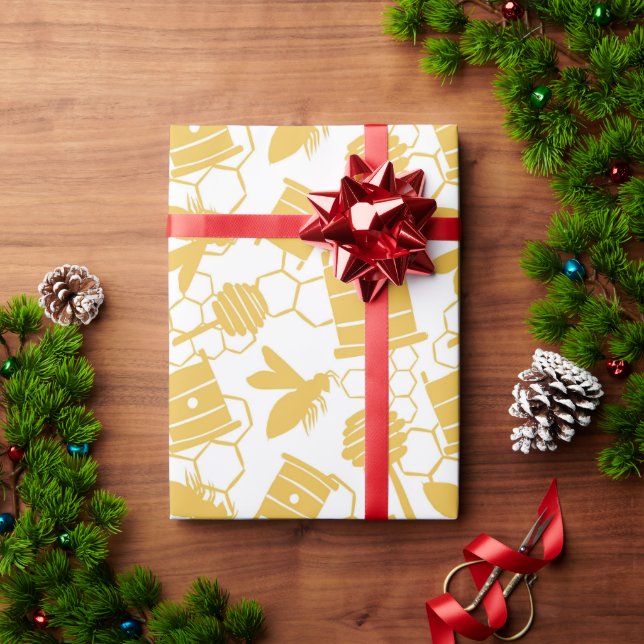 Presente Abelhas de Mel! Papel de empacotamento (Presente de Natal)
