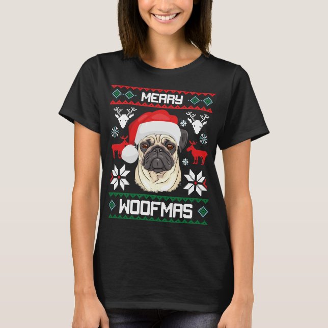 Presente alegre do t-shirt do Natal de Woofmas do (Frente)