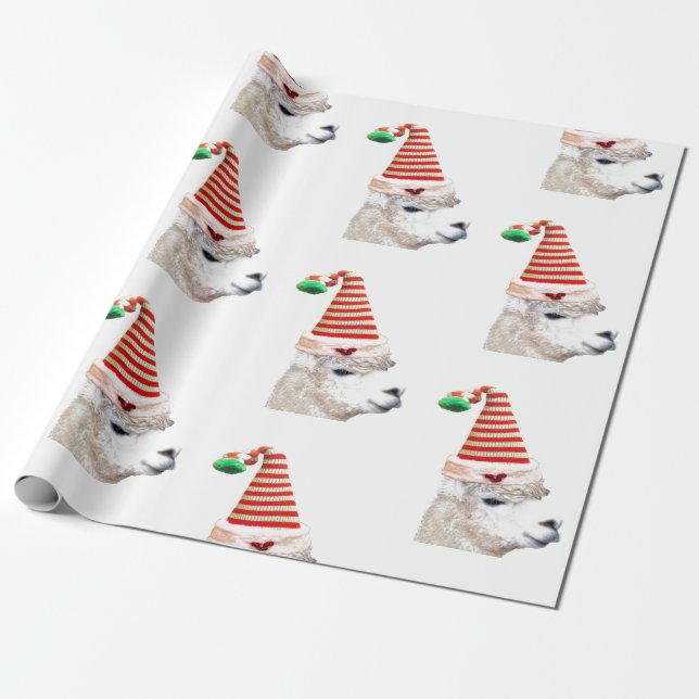 Presente Alpaca em Papai Noel Papel de Moldagem de Natal (Desenrolado)