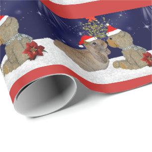 Presente Amor do coelho no papel de envolvimento do Natal