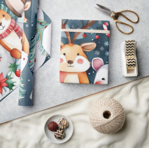 Presente Animais de Natal Papel de Moldagem Santa Claus
