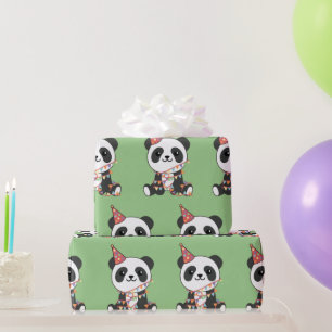 Presente Aniversário Panda Para Crianças Um Papel De Vestid