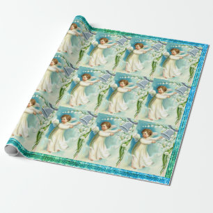 Presente Anjo Bebê Com Papel Azul De Molho