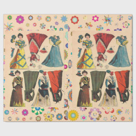 Presente Antiguidade Vintage Bonecas vitorianas de papel co