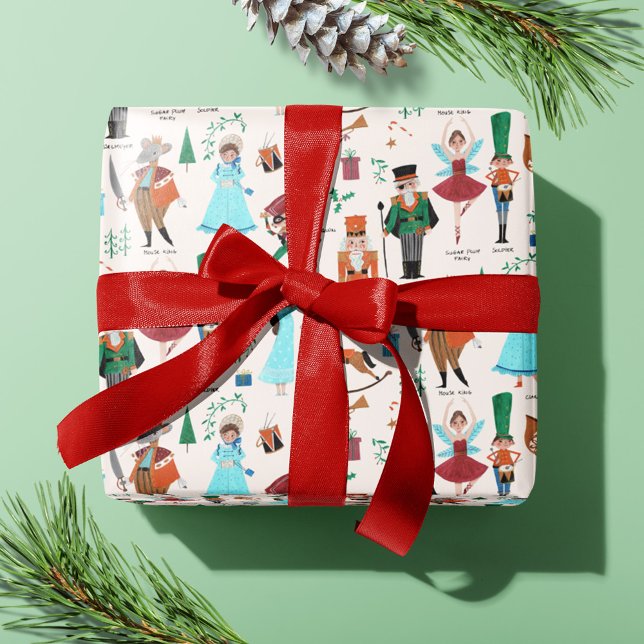 Presente Apresentação de Natal | Festa de Natal | Papel de  (Christmas Nutcracker Gift Paper Wrapping traditional classic holiday kids children.)