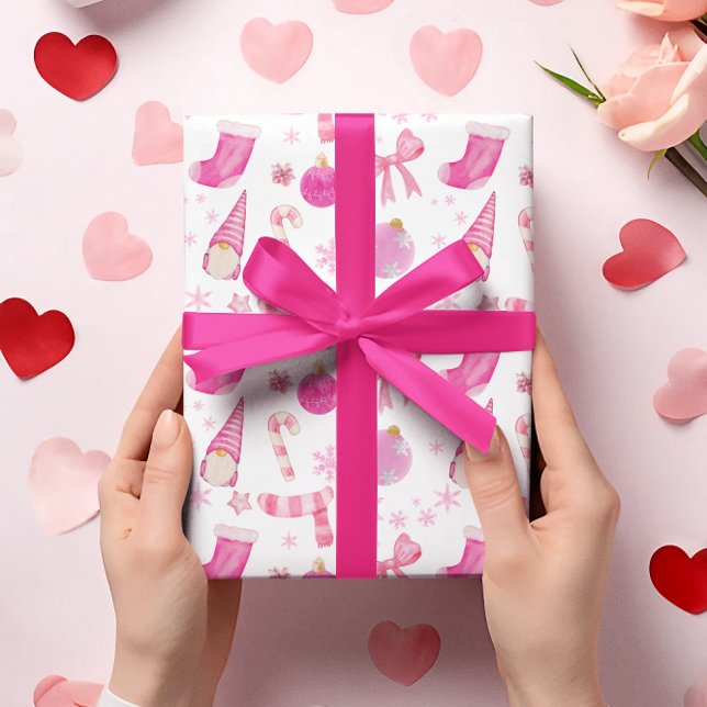 Presente Arco de Natal rosa e papel de moldagem em flocos d (Criador carregado)