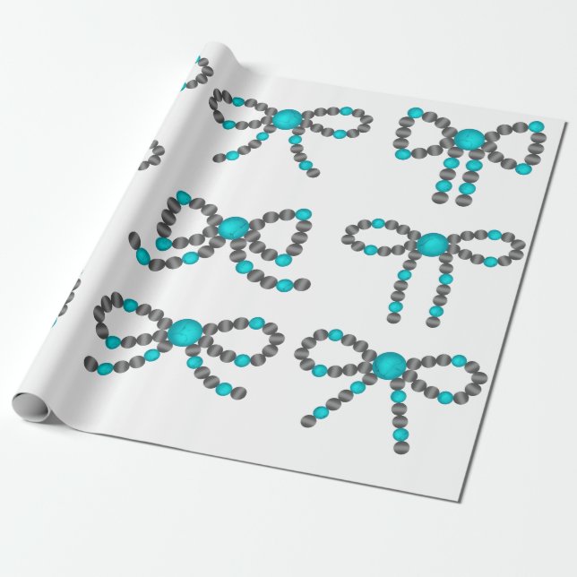Presente Arco Navajo Pearl com papel de enrolamento em turq (Desenrolado)