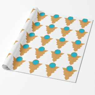 Presente Art Deco Motif em papel de enrolar Dourado e turqu