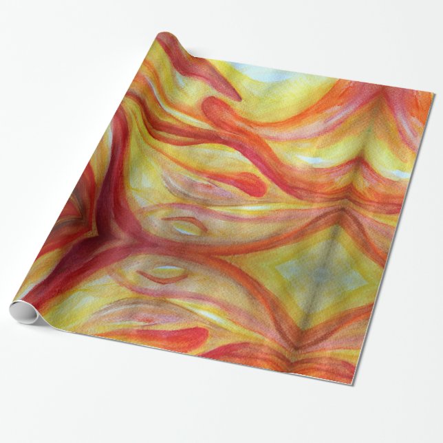Presente Artística - Cor d'água vermelha - Papel de ondulaç (Desenrolado)