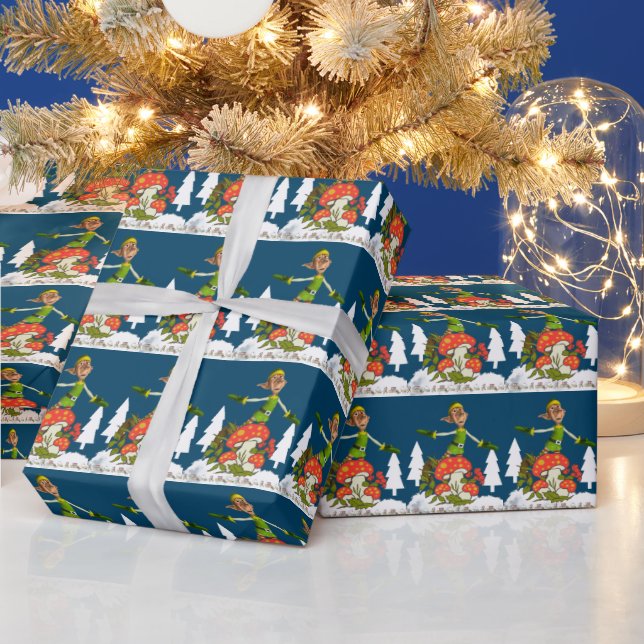 Presente Árvore Branca Elf de Papel de Moldagem de Natal (Feriados)